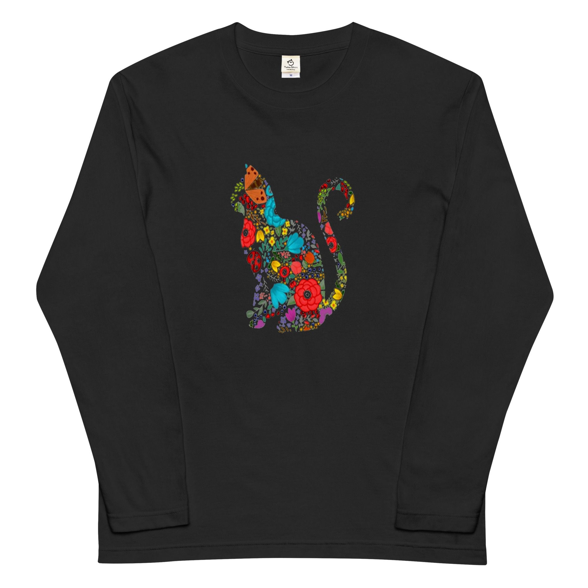 猫 ロン t 猫 長袖 t シャツ ねこ 猫イラスト FLOWER CAT